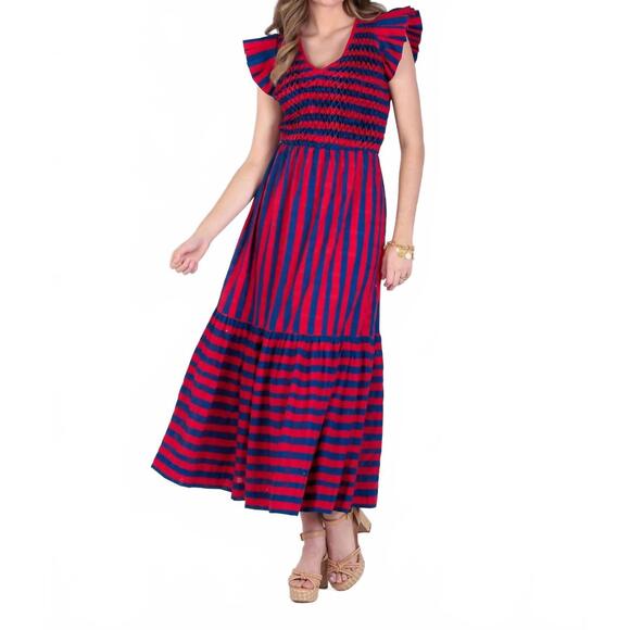NEW EMILY MCCARTHY grace maxi dress in americano stripe